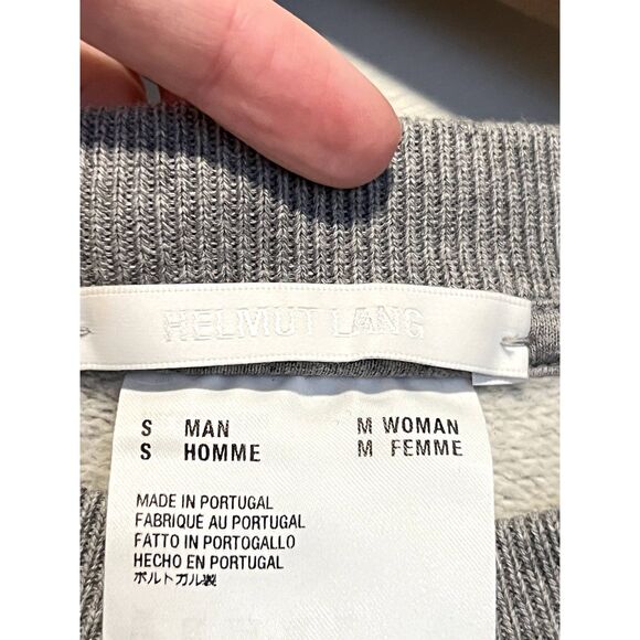 Helmut Lang Grey Monogram Crewneck Sweatshirt Unisex Women's Size M - Picture 4 of 6